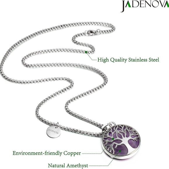 Family Tree Necklace Tree of Life Gemstone Crystal Pendant Necklace 24 Inches St - Picture 2 of 7